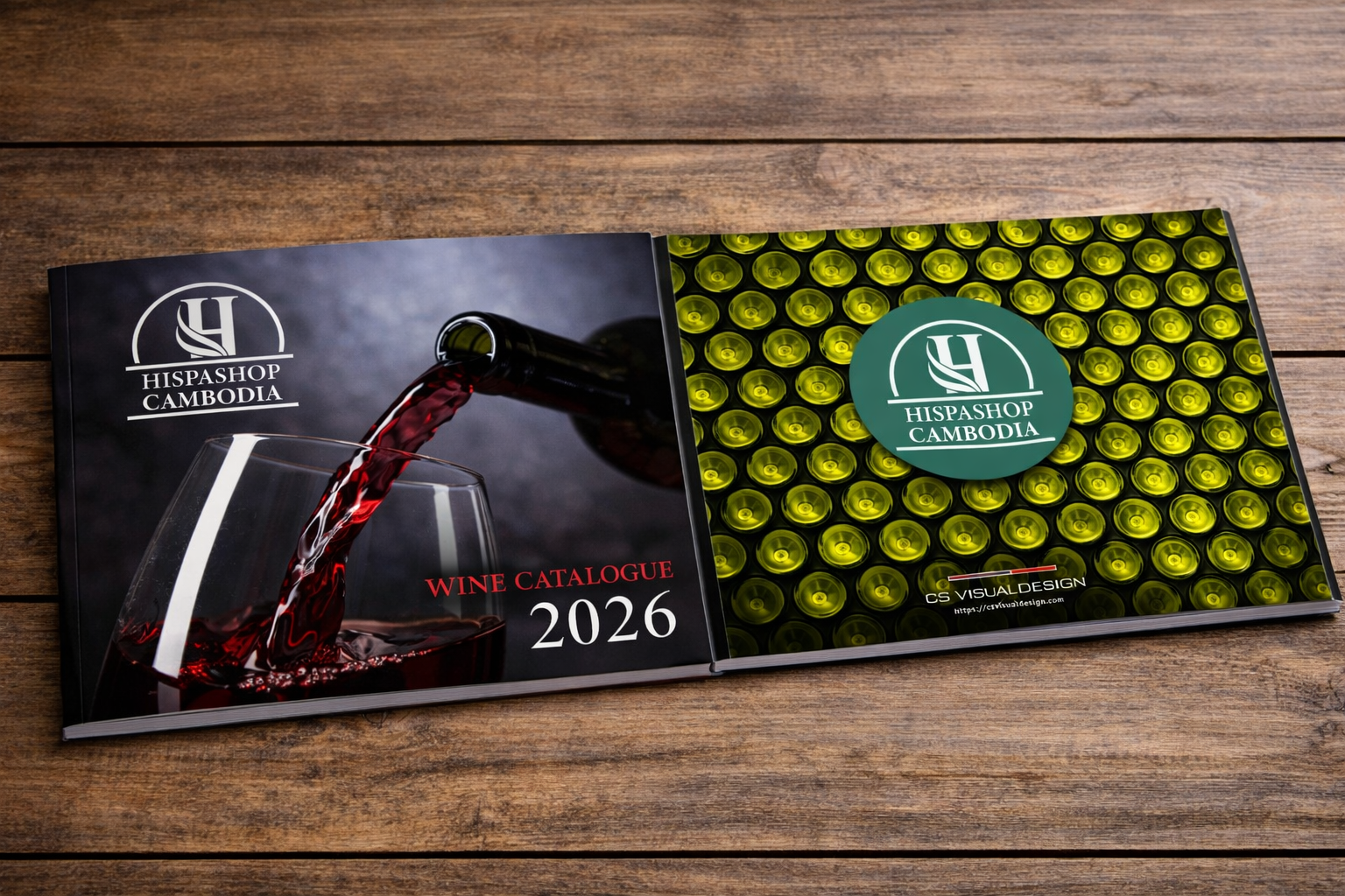 Hispashop Cambodia wine catalogue, cover and back cover designed by CSVisualDesign