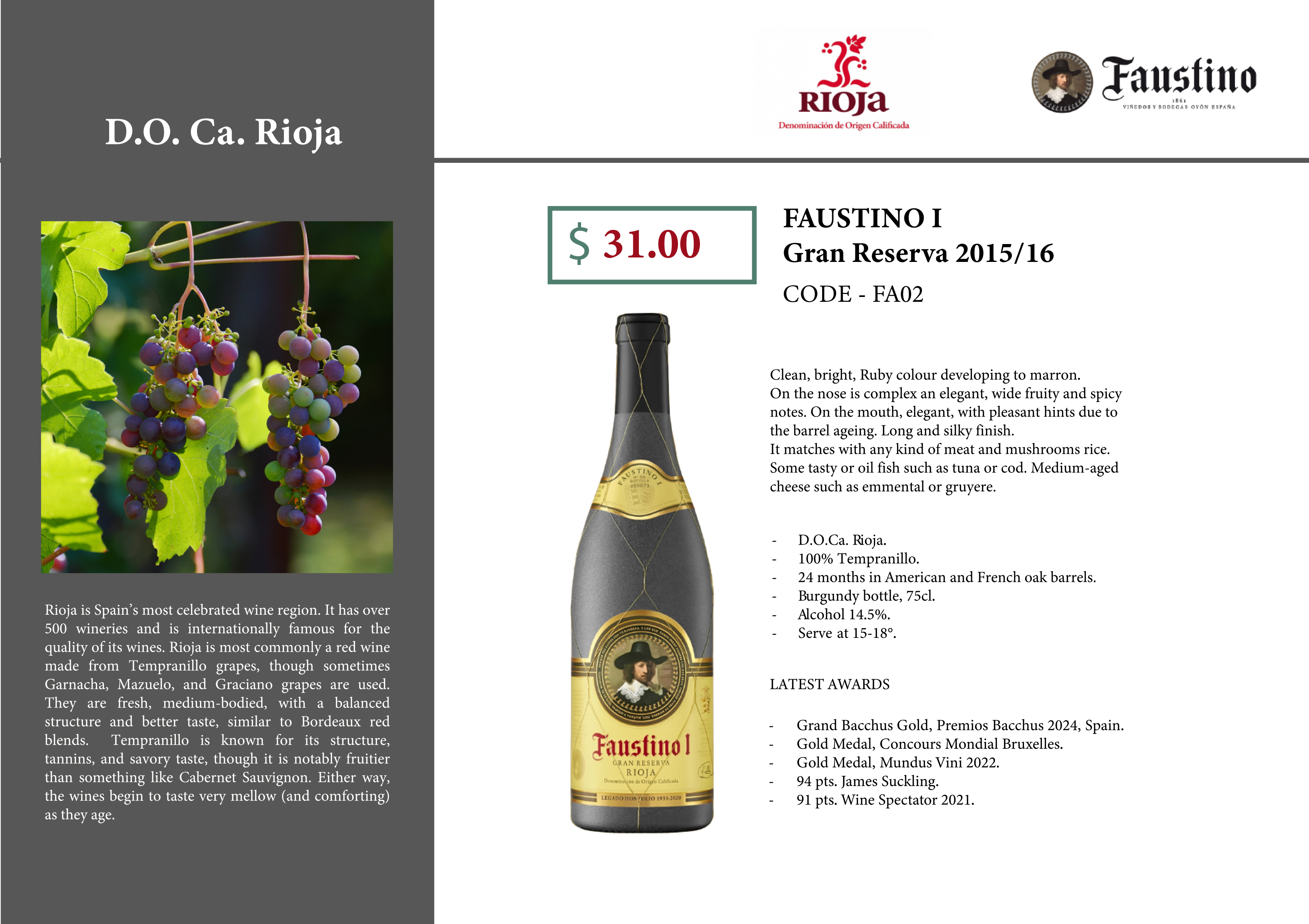 Double product sheet spread of the Hispashop Cambodia wine catalogue